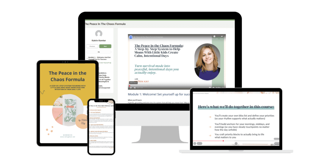 Mockup of a desktop screen showing an email, next to printable journal pages and a workbook