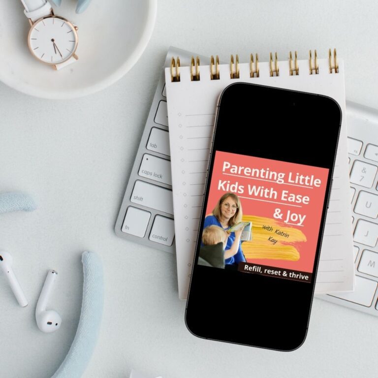 Mockup of an iphone with a podcast cover