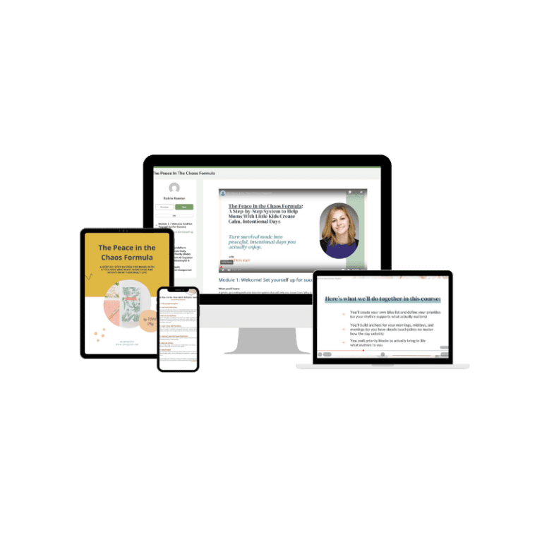 Mockup of a desktop screen showing an email, next to printable journal pages and a workbook